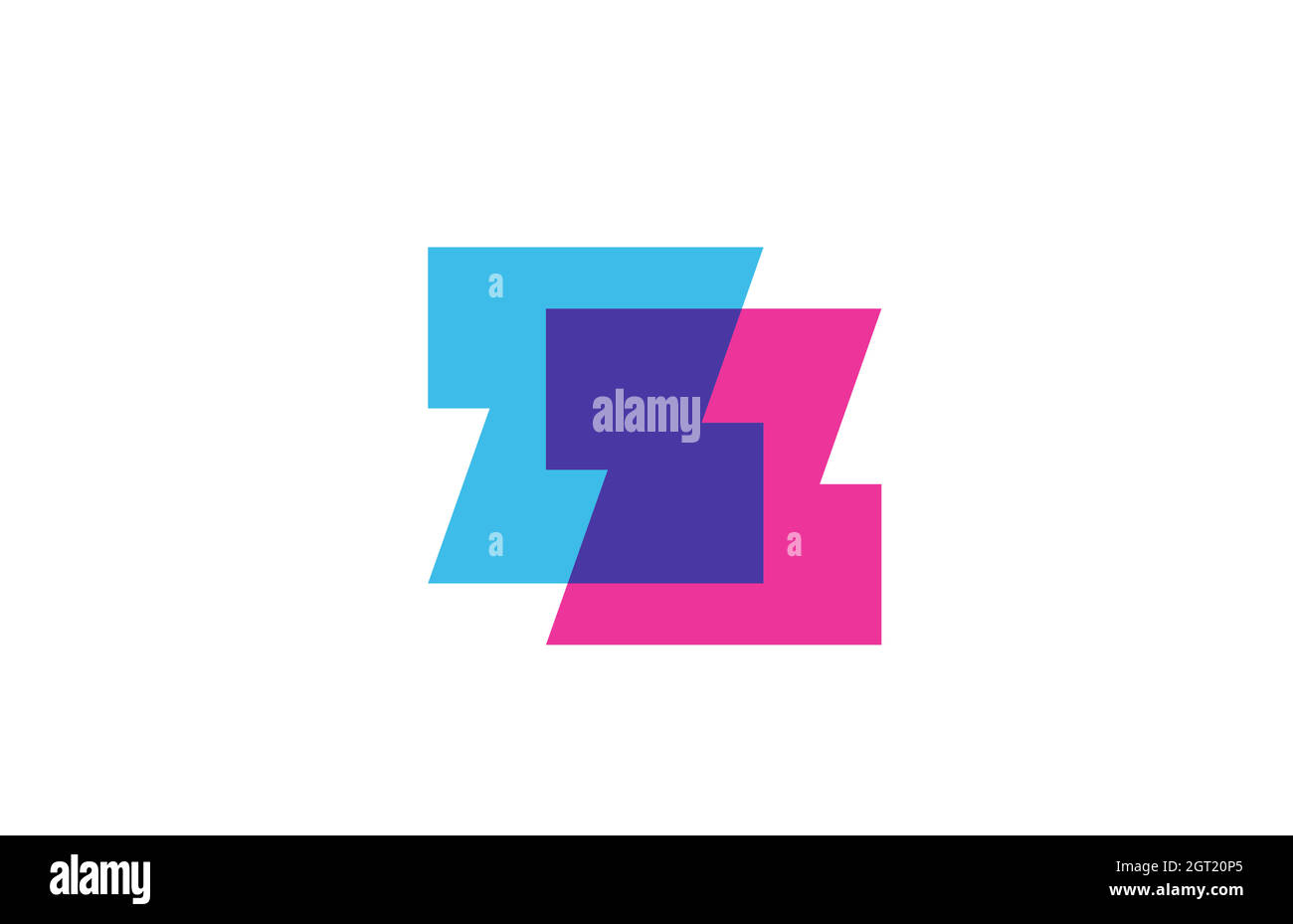intersected Z letter logo icon for company. Blue and pink alphabet ...