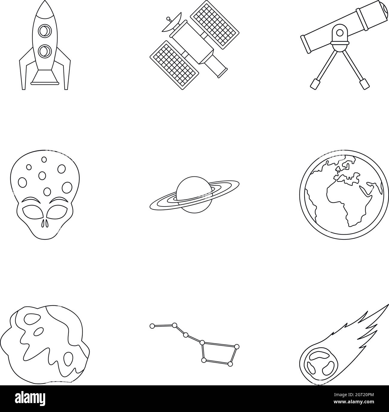 Cosmos icons set, outline style Stock Vector