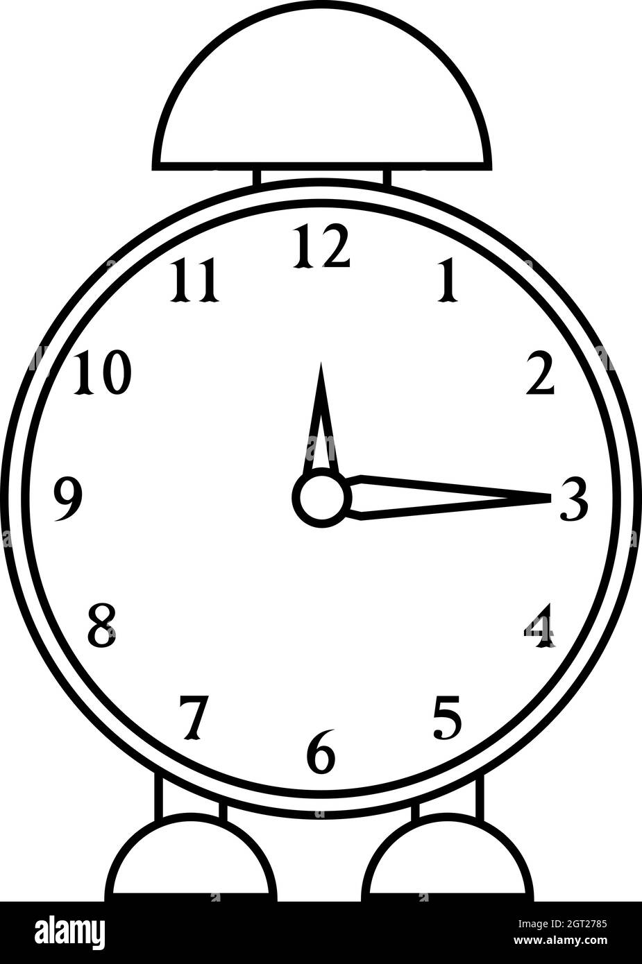 Alarm clock icon, outline style Stock Vector