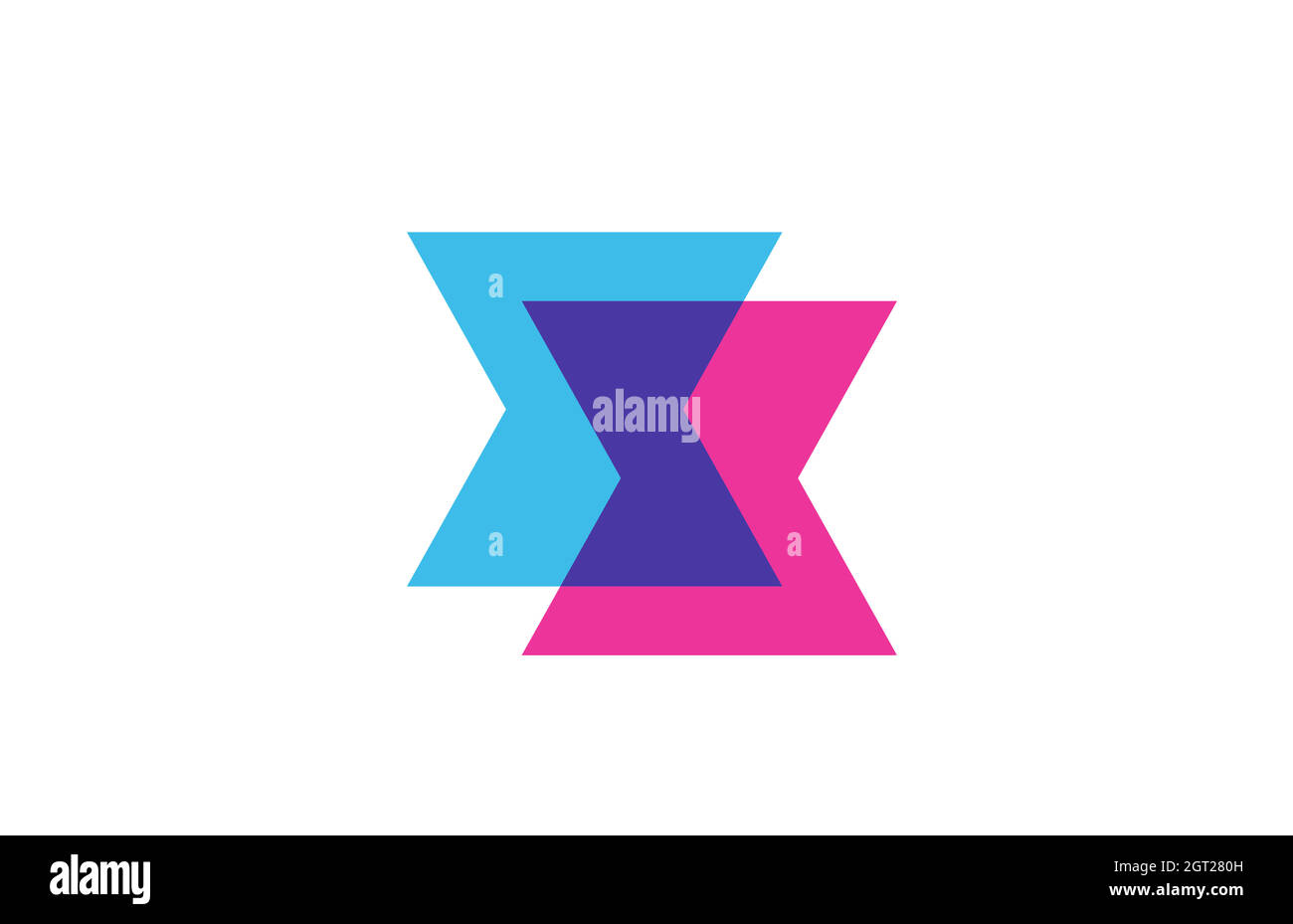 intersected X letter logo icon for company. Blue and pink alphabet ...