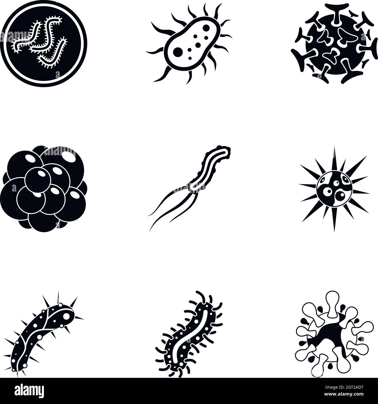 Viruses icons set, simple style Stock Vector
