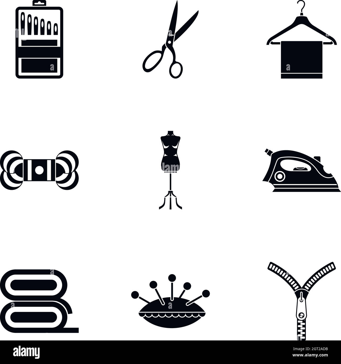 Sewing supplies icons set, simple style Stock Vector
