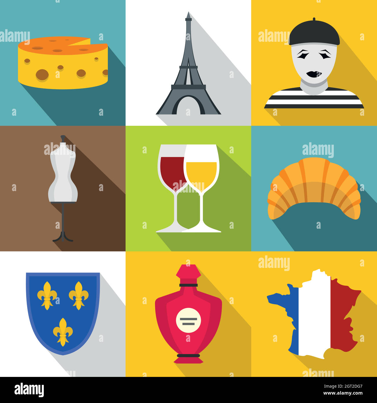 Country of France icons set, flat style Stock Vector Image & Art - Alamy