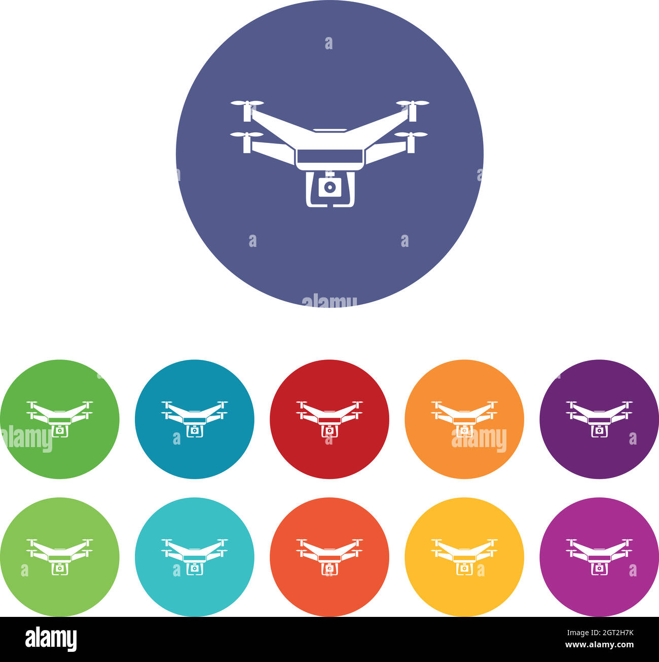 Drone video camera set icons Stock Vector