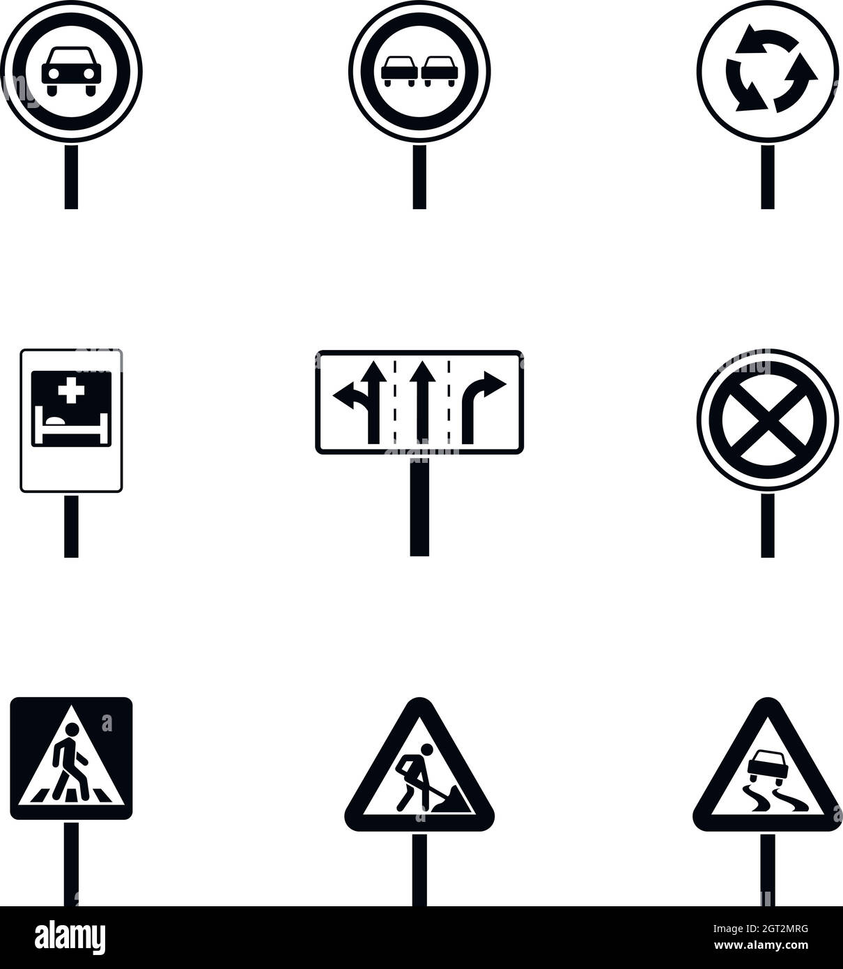 Traffic sign icons set, simple style Stock Vector