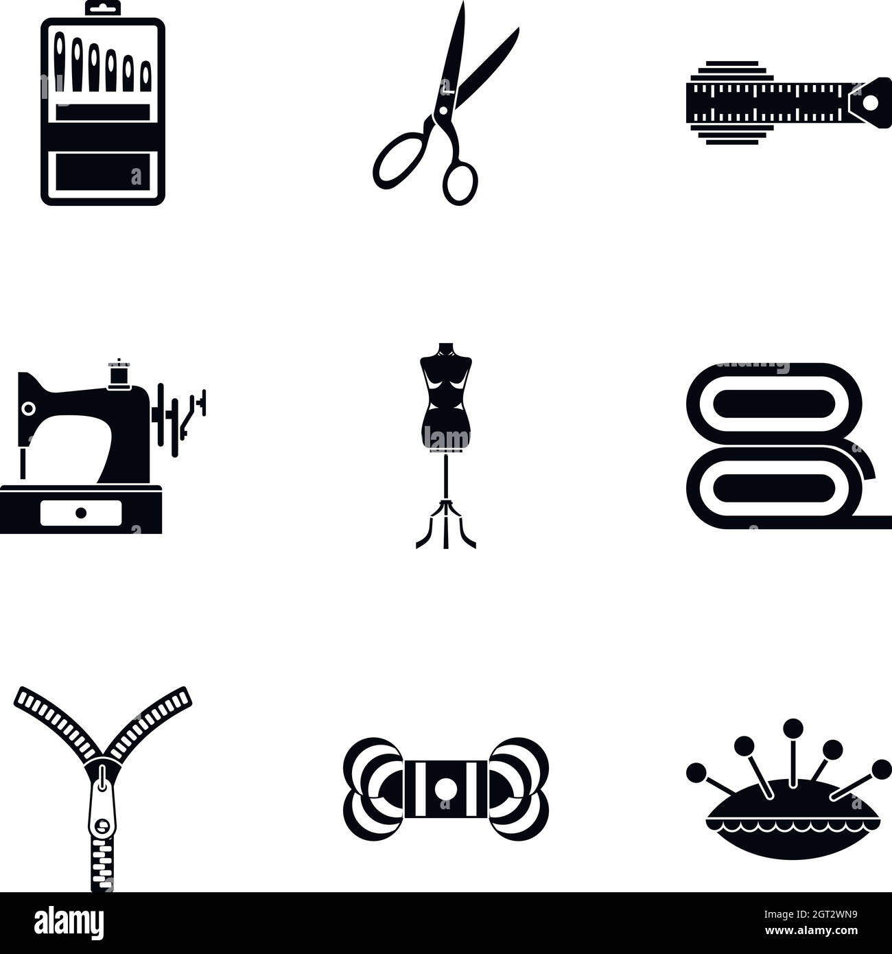Accessories for sewing workshop icons set Stock Vector
