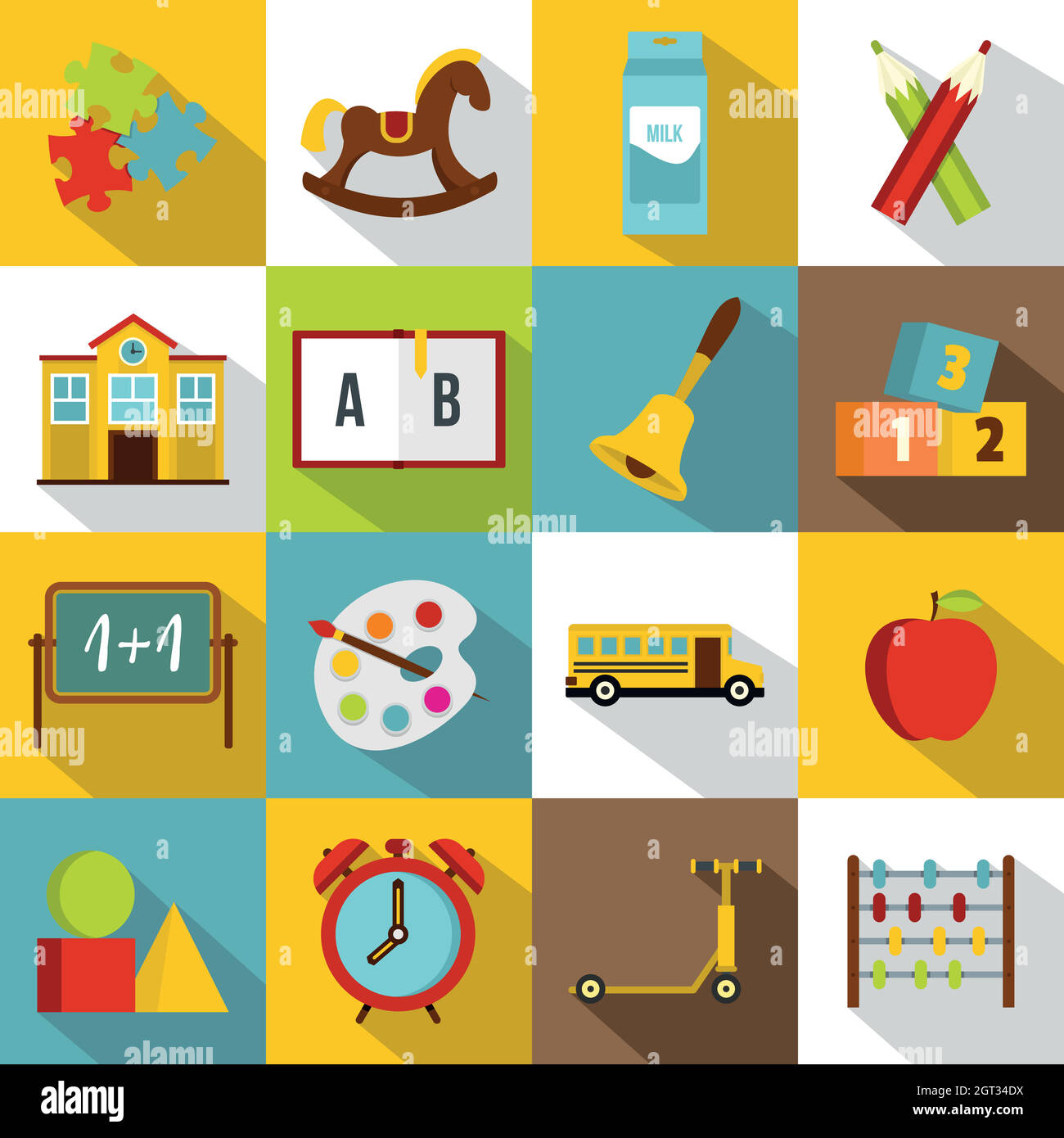Kindergarten symbol icons set, flat style Stock Vector Image & Art - Alamy