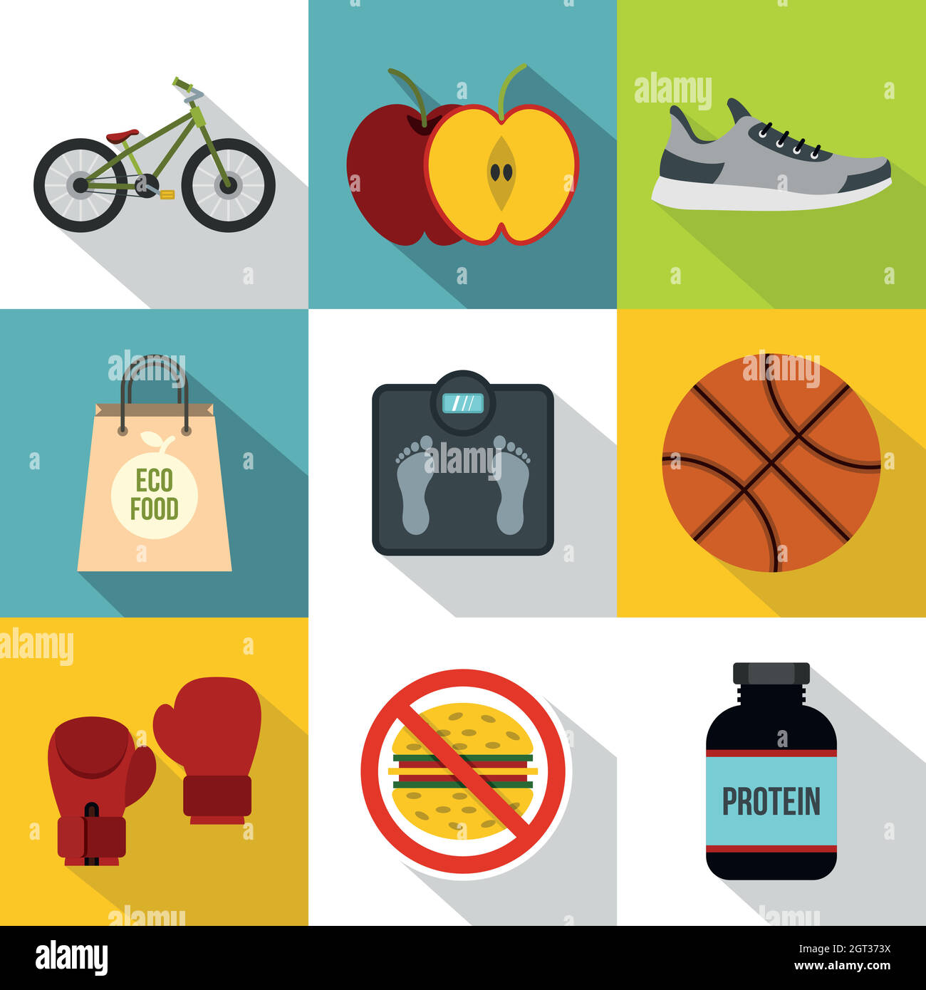 Fitness icons set, flat style Stock Vector Image & Art - Alamy