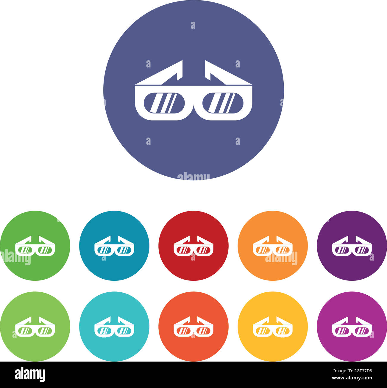 Glasses for 3D movie set icons Stock Vector