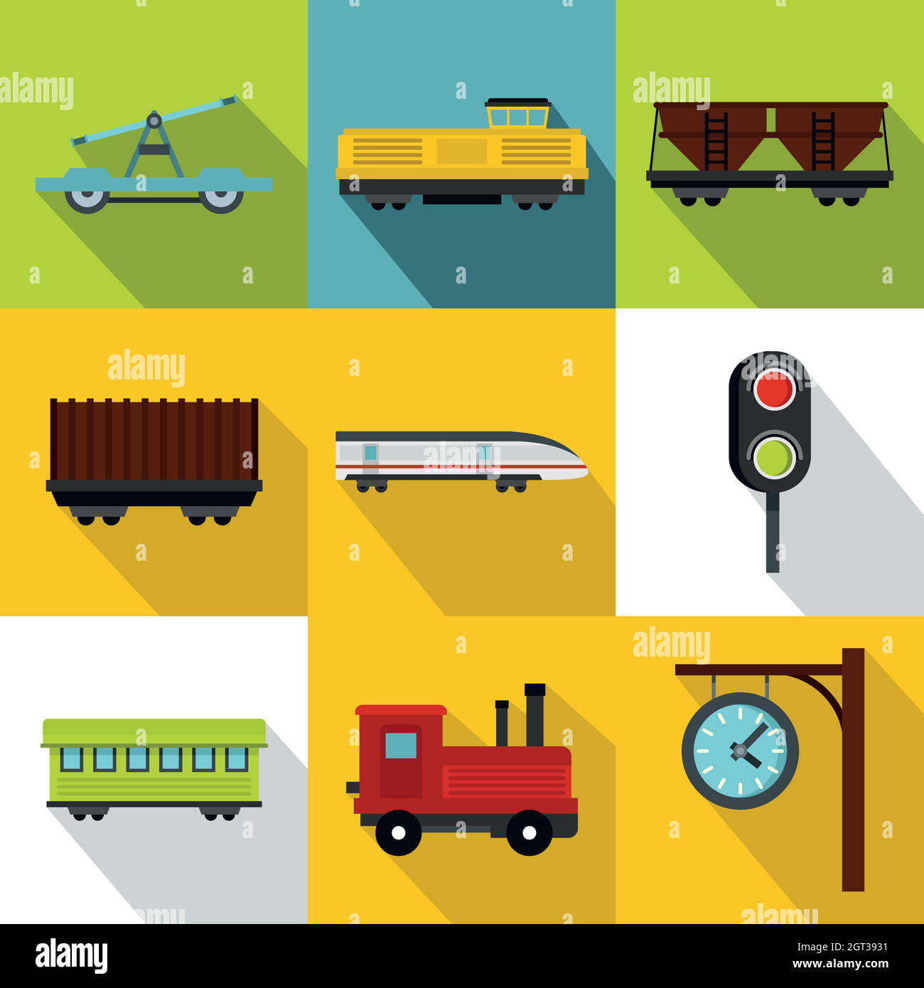 Railway icons set, flat style Stock Vector Image & Art - Alamy