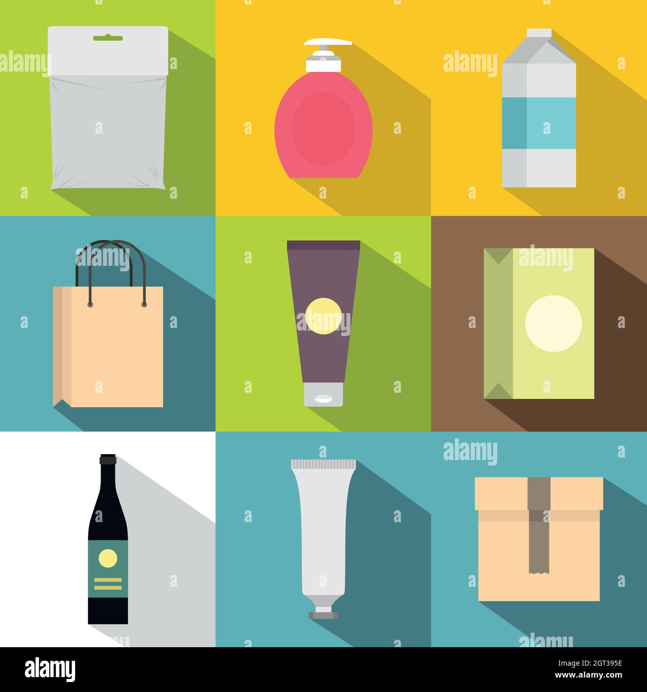 Container icons set, flat style Stock Vector