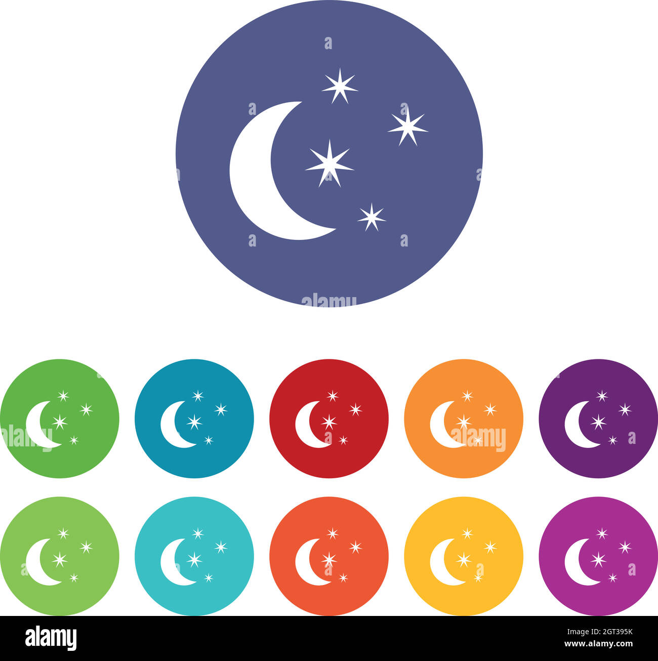 Moon and stars set icons Stock Vector Image & Art - Alamy