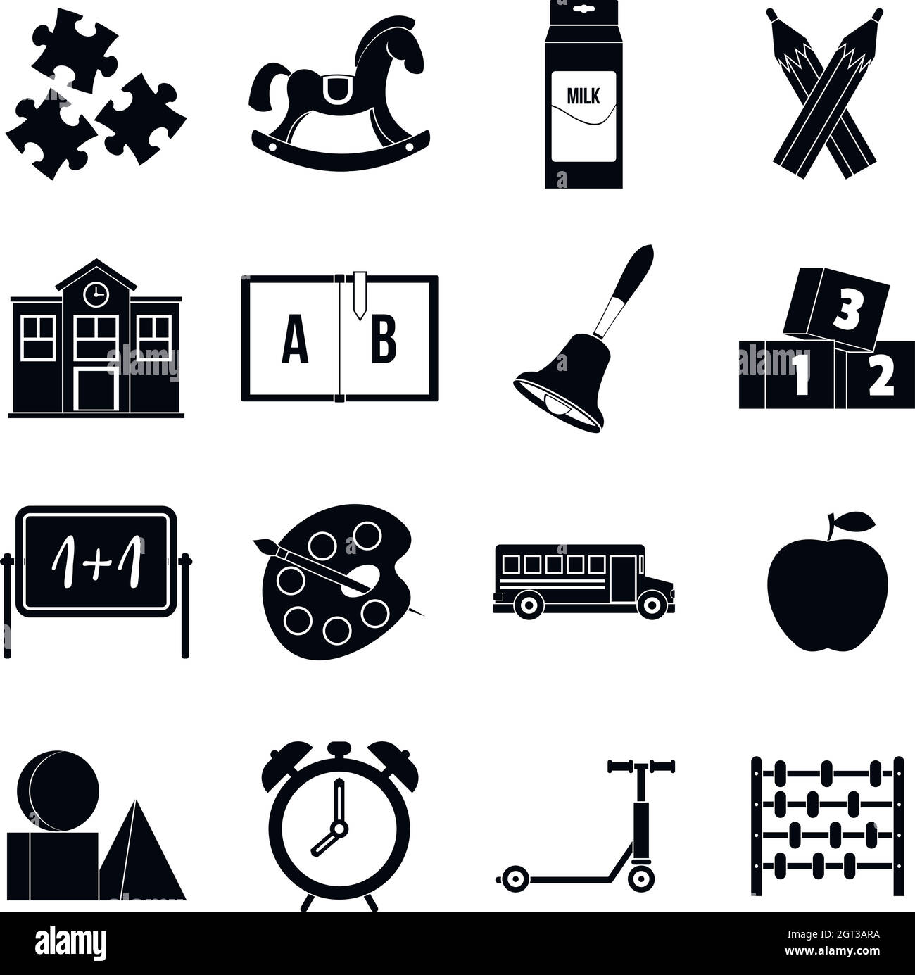 Kindergarten symbol icons set, simple style Stock Vector