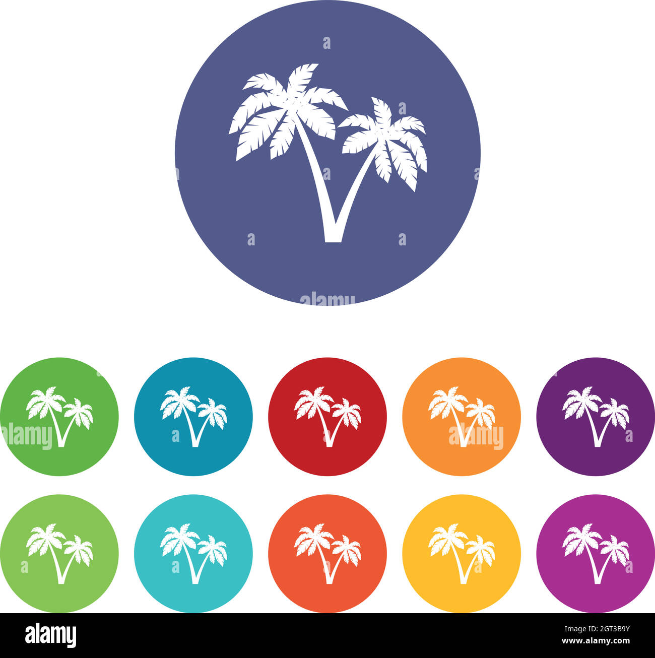 Two palms set icons Stock Vector
