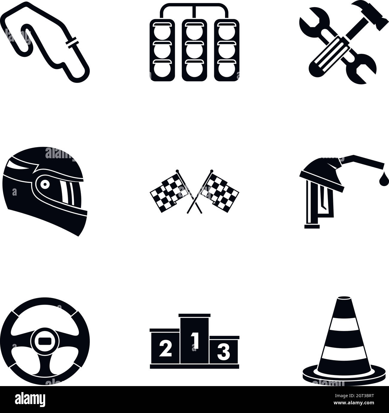 Machine race icons set, simple style Stock Vector