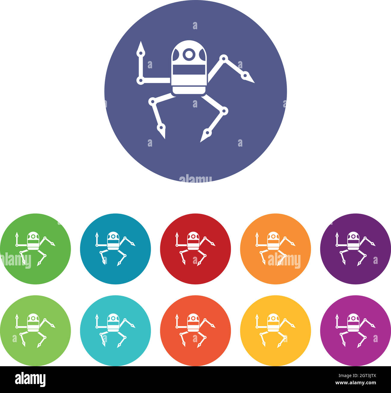Spider robot set icons Stock Vector