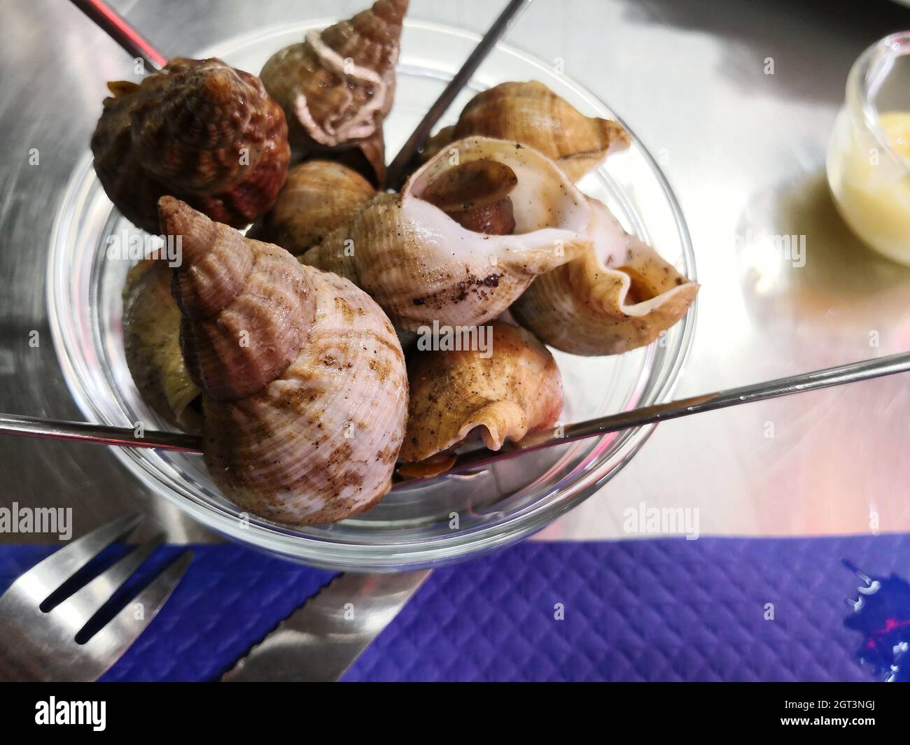 Common Whelk Snails Delicatessen Ready To Eat At Fish Market Stock