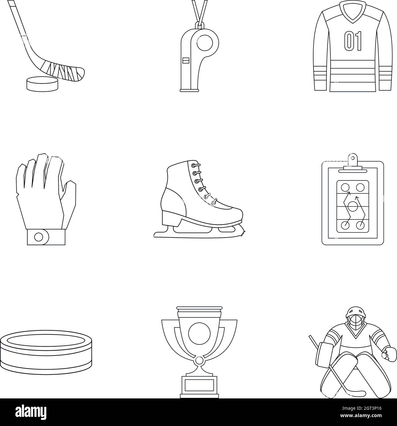 Hockey game icons set, outline style Stock Vector Image & Art - Alamy