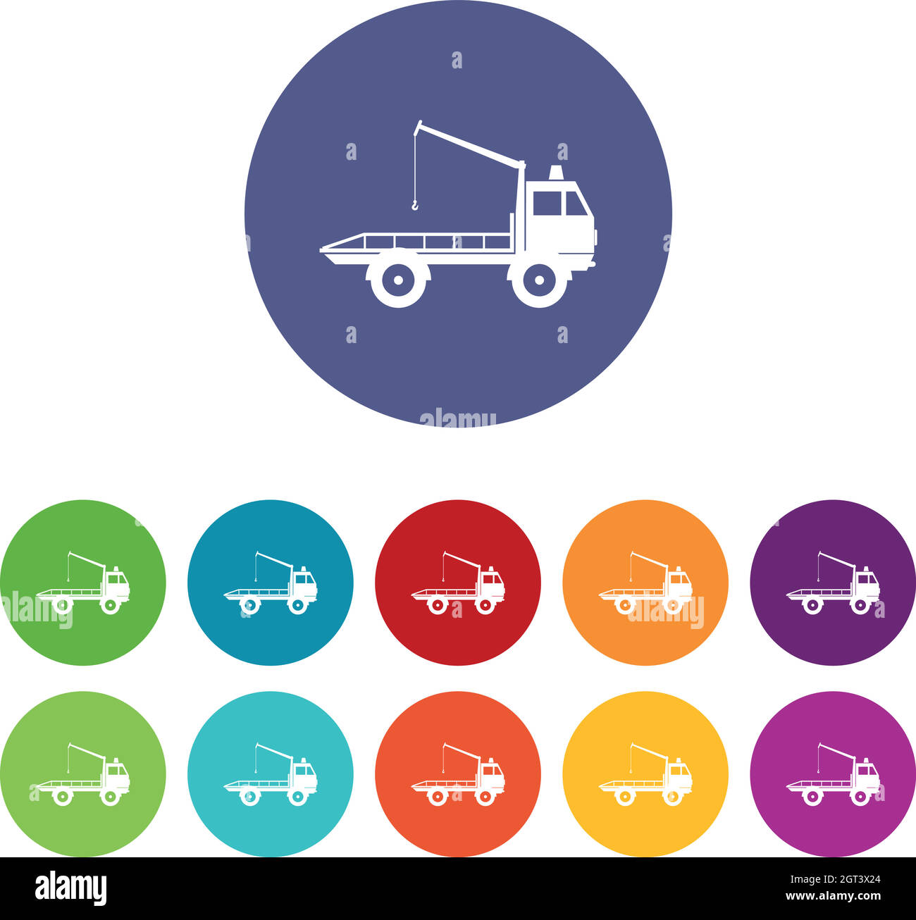 Car towing truck set icons Stock Vector