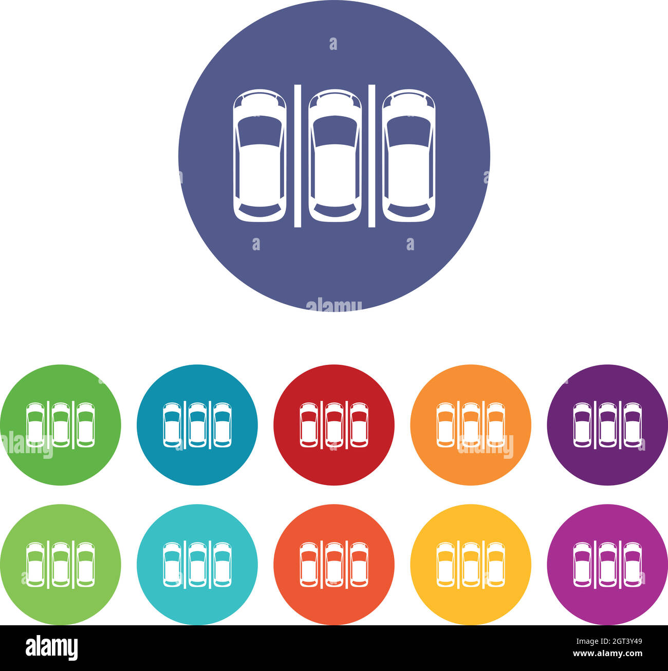Car parking set icons Stock Vector