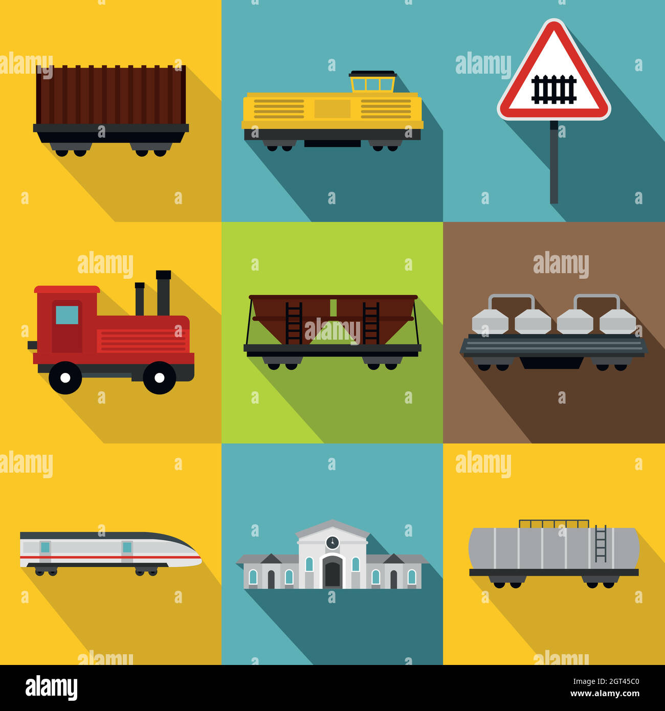 Electrical train icons set, flat style Stock Vector Image & Art - Alamy