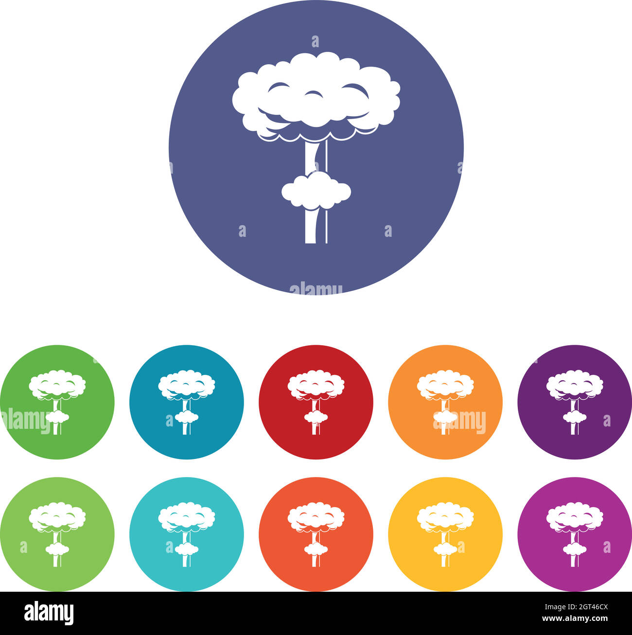 Nuclear explosion set icons Stock Vector