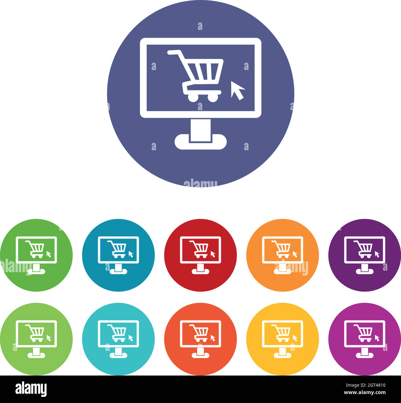 Computer monitor with shopping cart set icons Stock Vector Image & Art ...