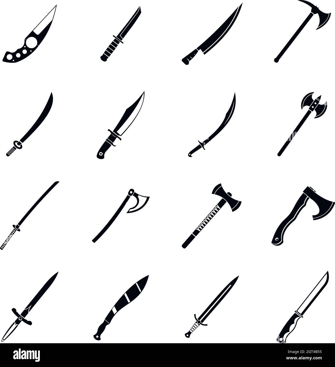 Steel arms symbols icons set, simple style Stock Vector