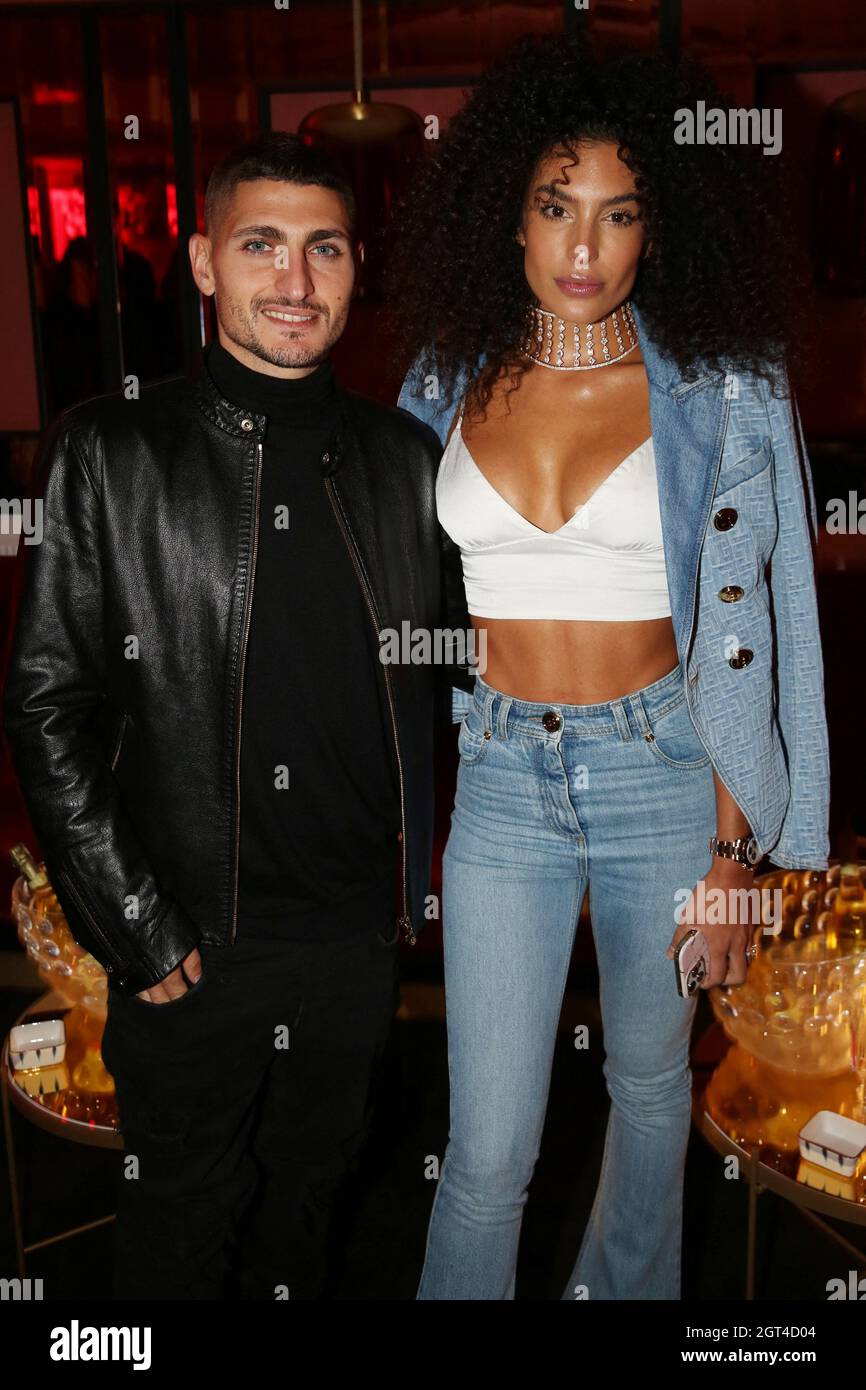 Paris, France. 01st Oct, 2021. Marco Verratti and his wife Jessica Aidi