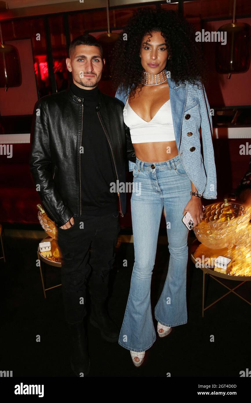 Paris, France. 01st Oct, 2021. Marco Verratti and his wife Jessica Aidi