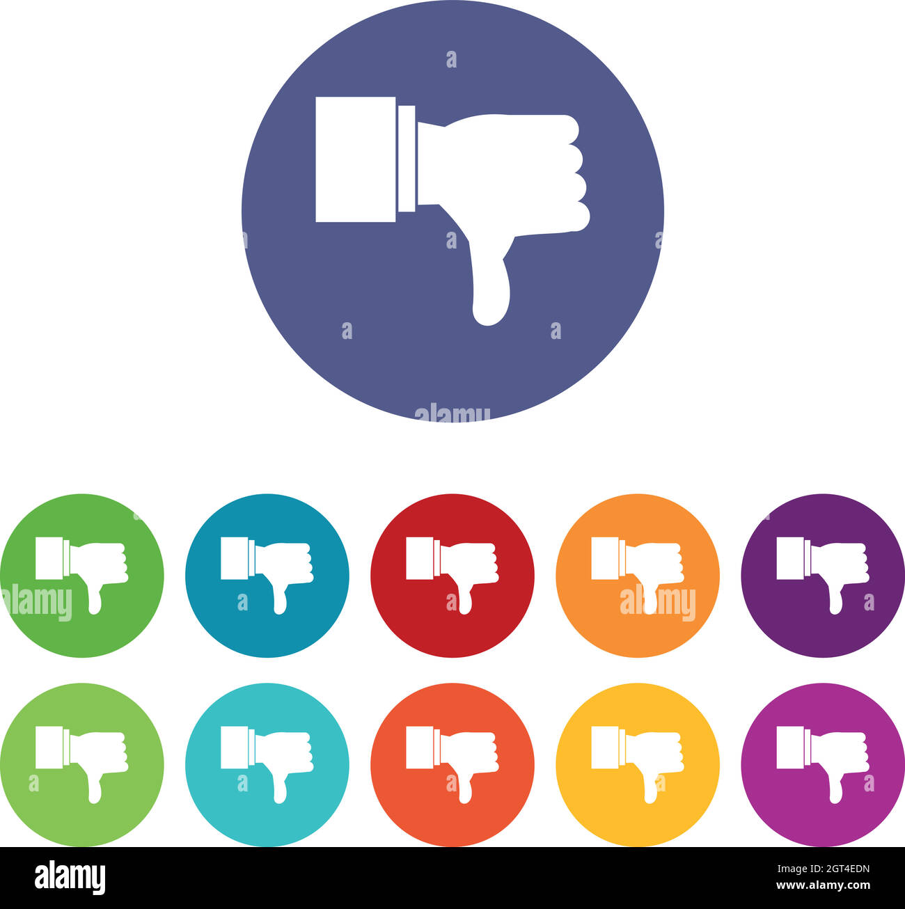Thumb down gesture set icons Stock Vector