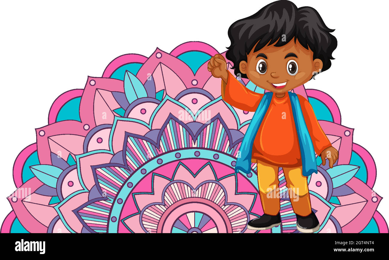 Mandala pattern design background with Indian boy Stock Vector Image ...