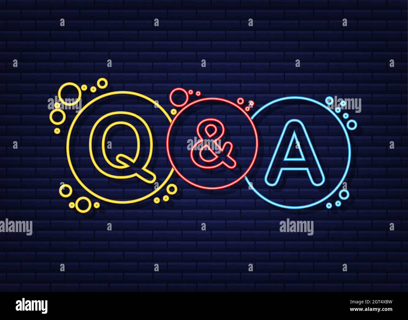 Question and Answer Bubble Chat on dark background. Neon icon. Vector