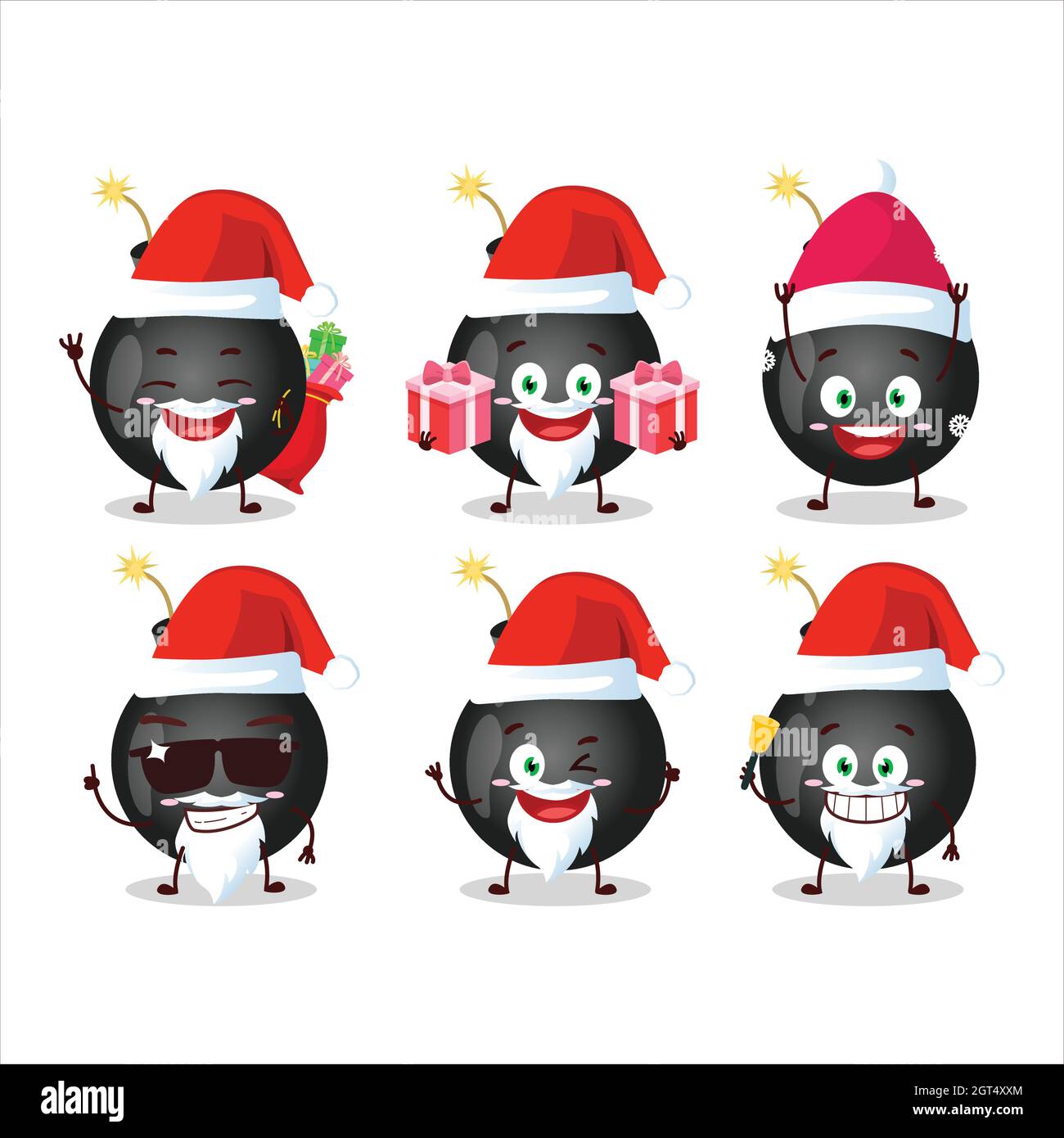 Santa Claus emoticons with bomb explosive firecracker cartoon character ...