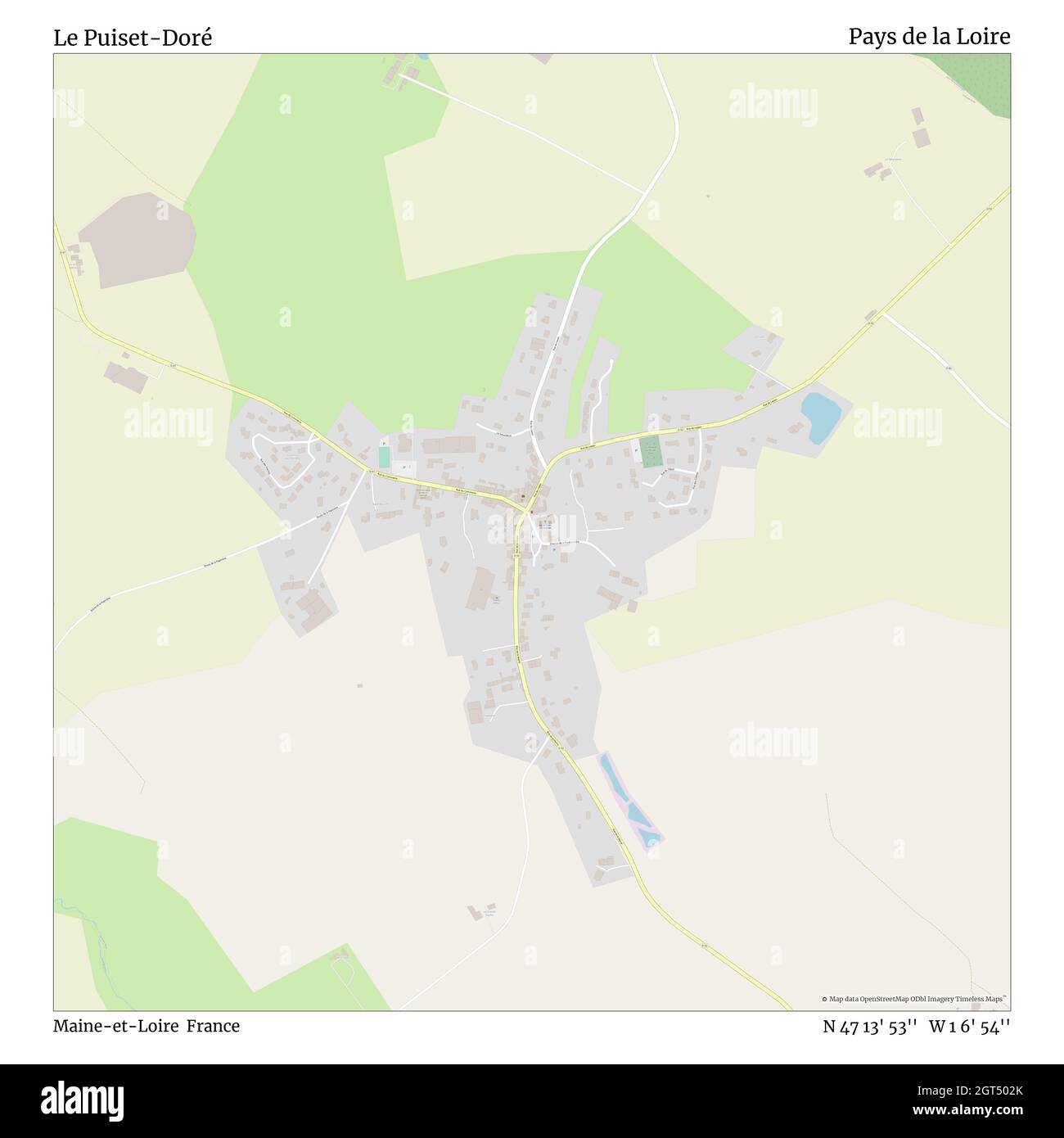 Le Puiset-Doré, Maine-et-Loire, France, Pays de la Loire, N 47 13' 53'', W 1 6' 54'', map, Timeless Map published in 2021. Travelers, explorers and adventurers like Florence Nightingale, David Livingstone, Ernest Shackleton, Lewis and Clark and Sherlock Holmes relied on maps to plan travels to the world's most remote corners, Timeless Maps is mapping most locations on the globe, showing the achievement of great dreams Stock Photo