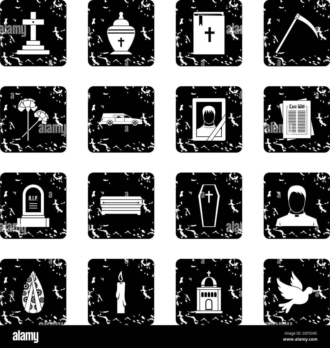 Funeral icons set Stock Vector
