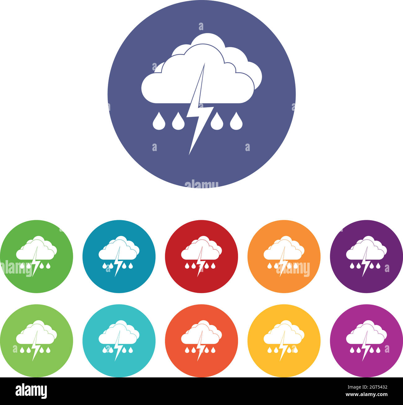 Cloud with lightning and rain set icons Stock Vector Image & Art - Alamy