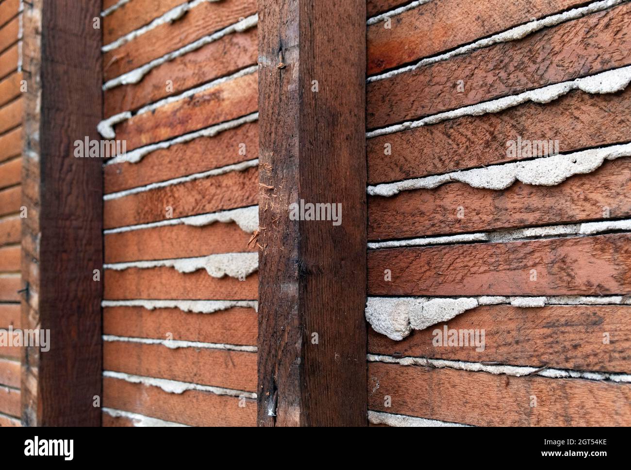 Lath and plaster background pattern. Stock Photo