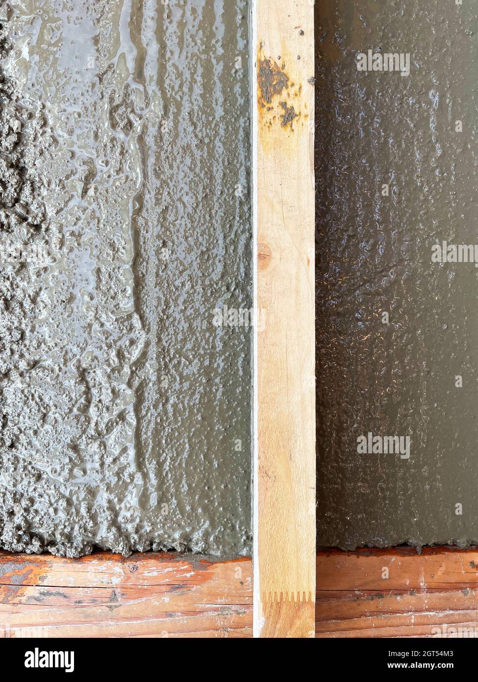Fresh wet cement mortar mix background pattern. Stock Photo