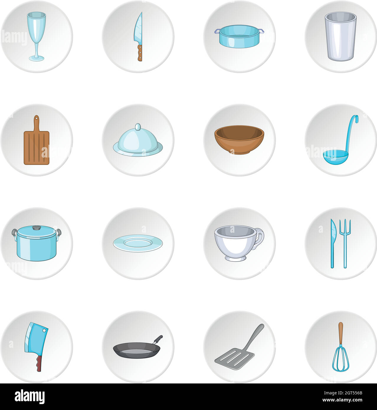 Basic dishes icons set Stock Vector
