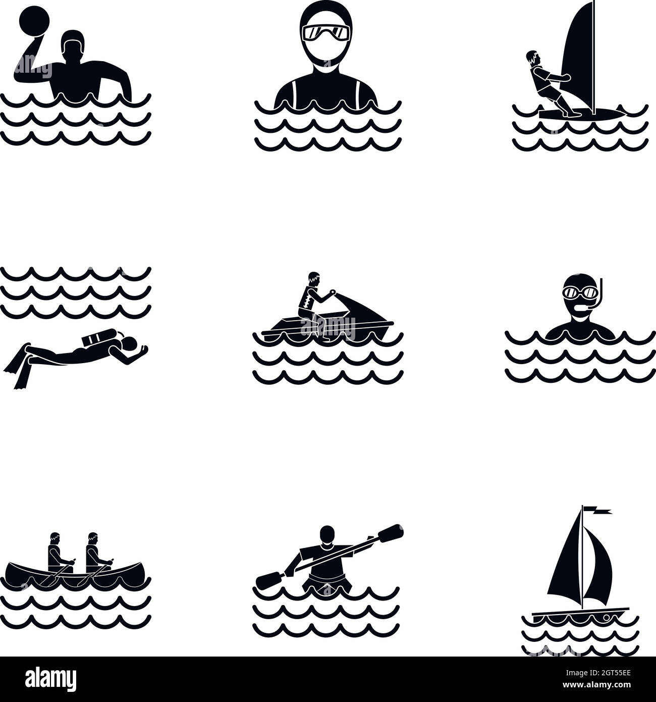 Water sport icons set, simple style Stock Vector Image & Art - Alamy