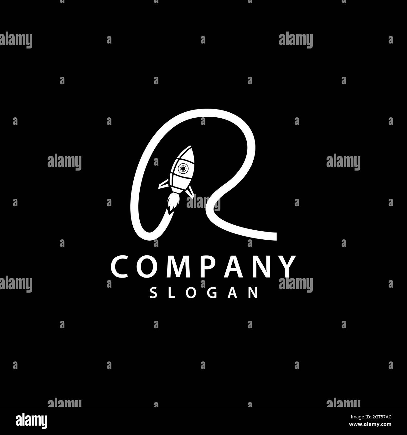 R letter line rocket logo template vector icon design Stock Photo