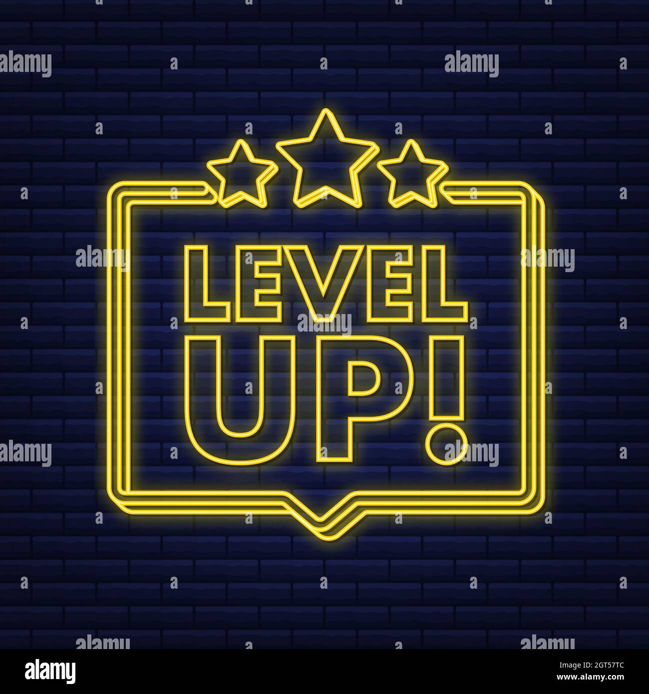 Game icon bonus. level up icon, new level logo. Neon icon. Vector ...