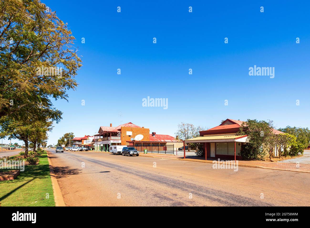 View of deserted Mount main street, Western Australia, Australia
