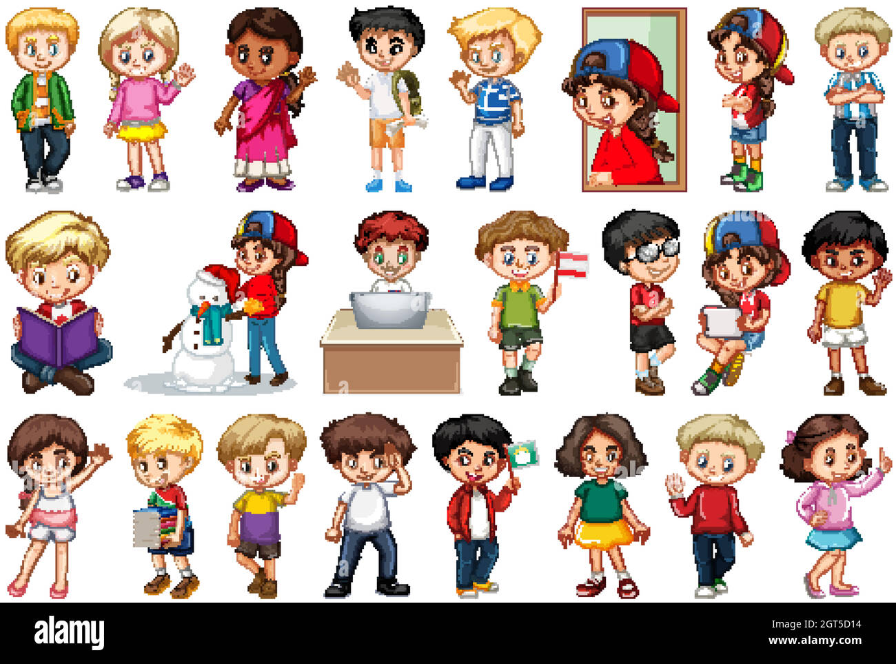 Large set of children doing different activities Stock Vector