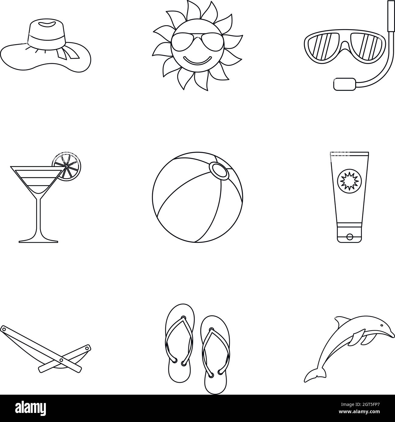 Tourism at sea icons set, outline style Stock Vector Image & Art - Alamy