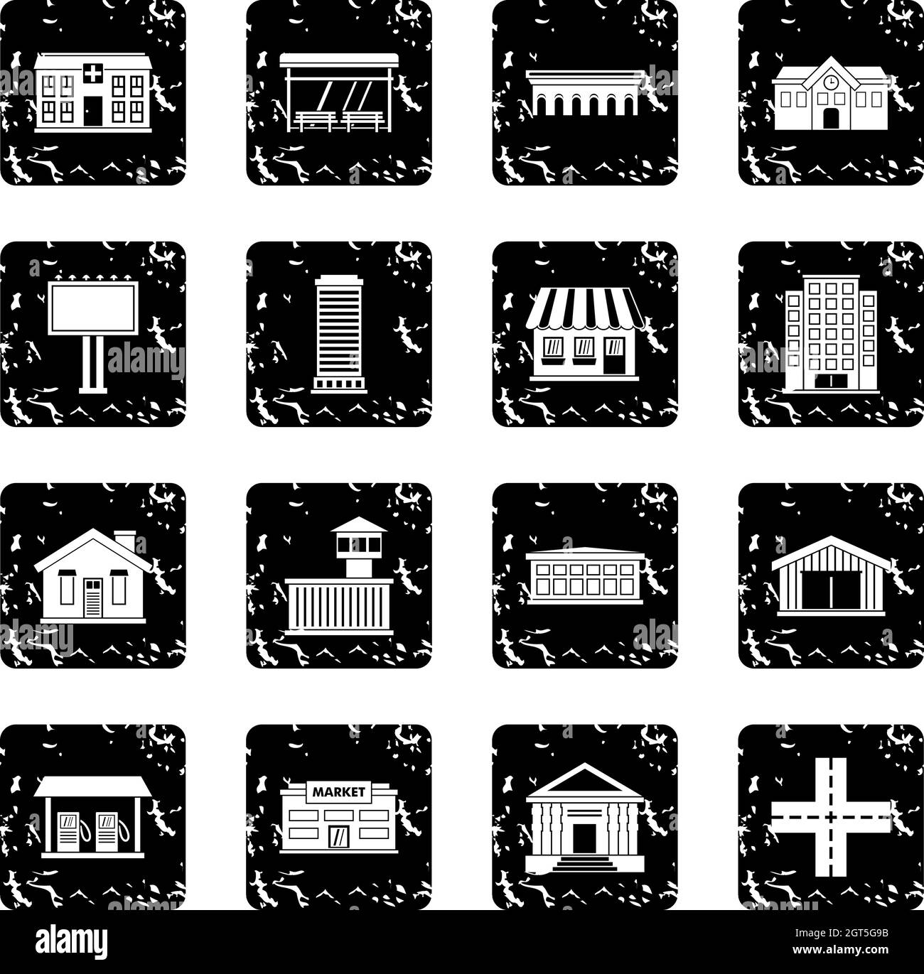 City infrastructure items icons set Stock Vector