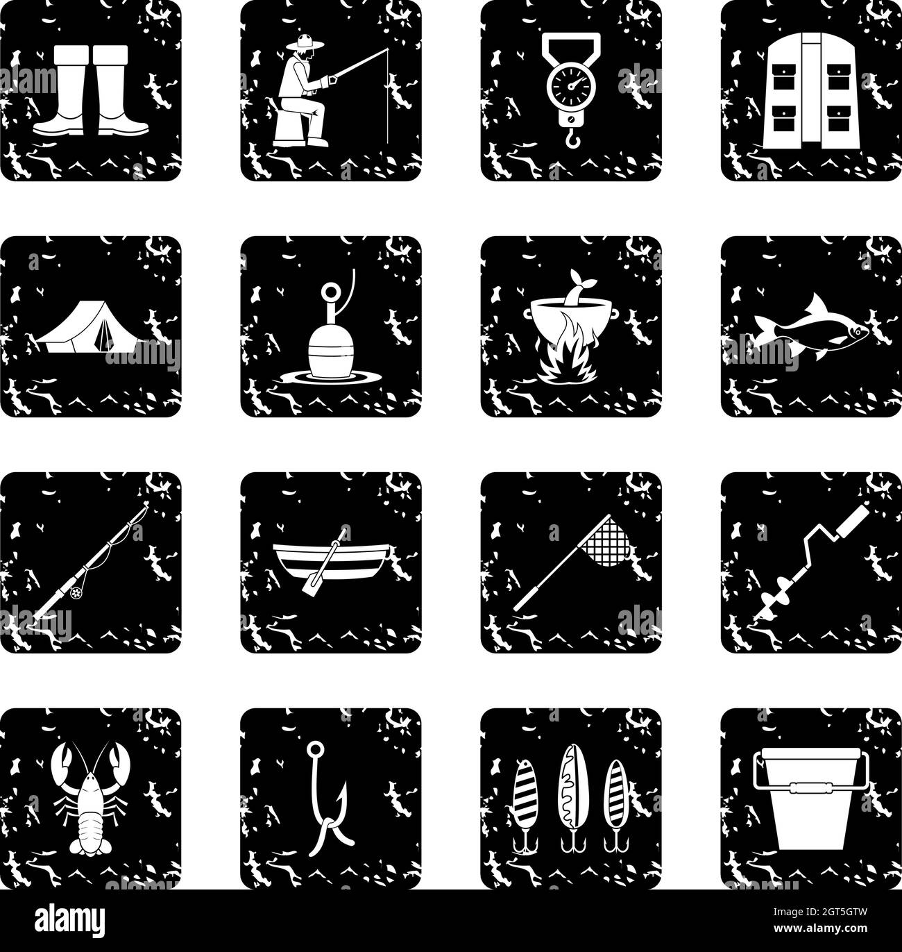 Fishing tools icons set Stock Vector