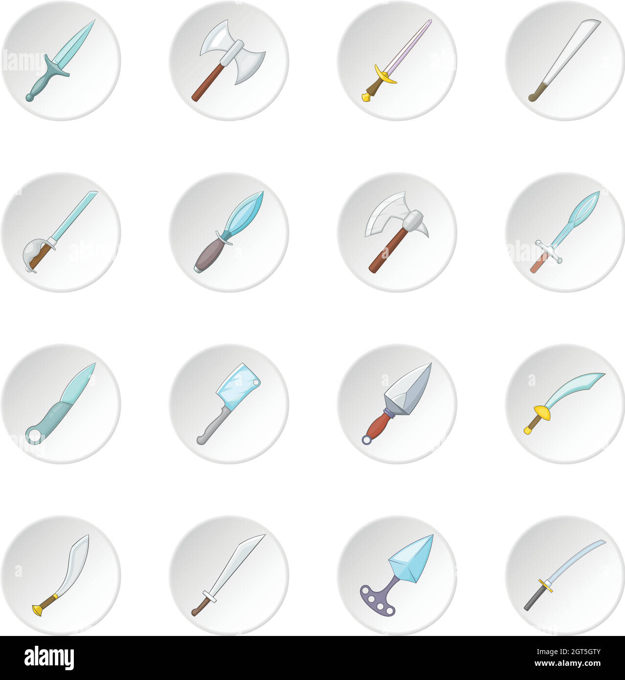 Steel arms icons set Stock Vector