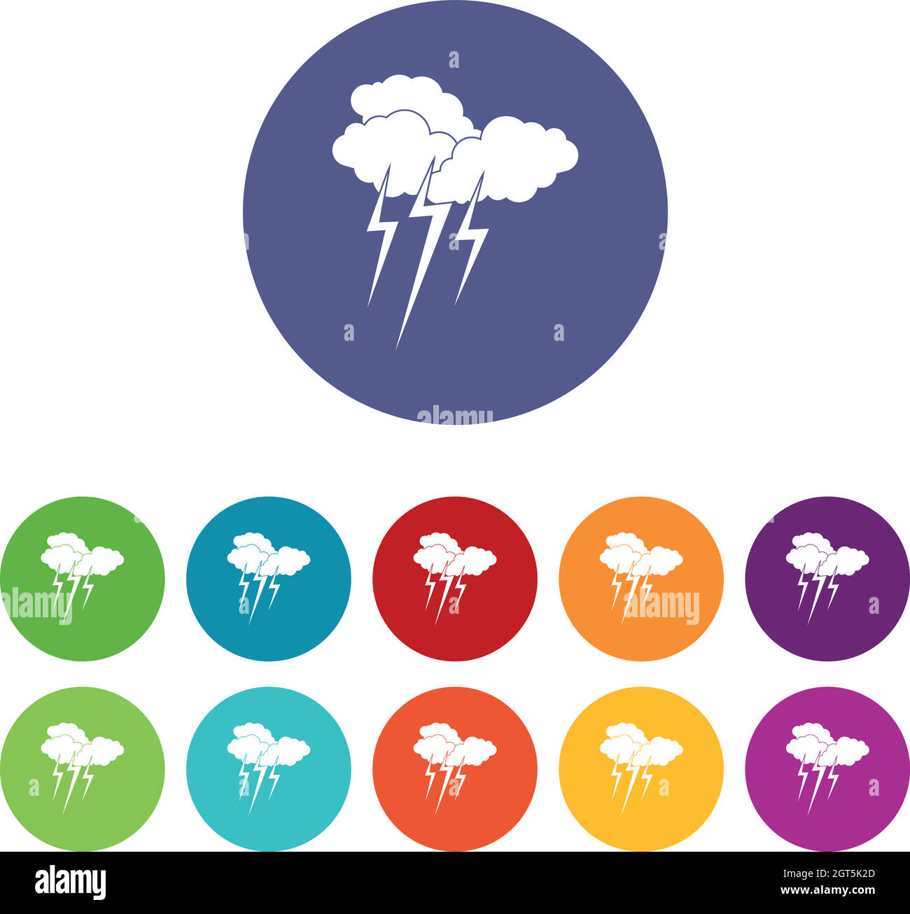Cloud with lightnings set icons Stock Vector Image & Art - Alamy